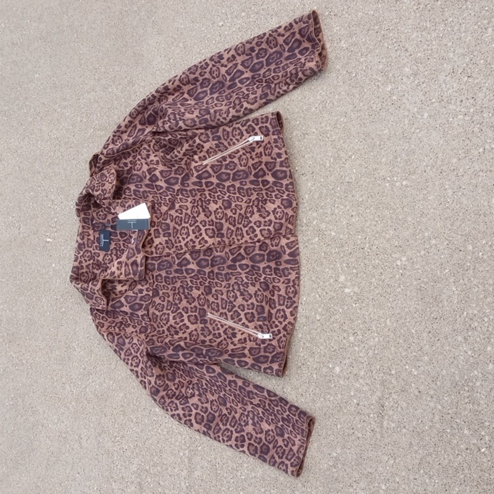 NWT Tahari Leopard Animal Print Faux Suede Leather Women's Jacket XL